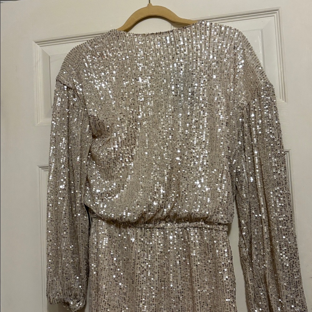 Fashion Nova Sequin Long Sleeve Dress in Gold - Picture 4 of 4